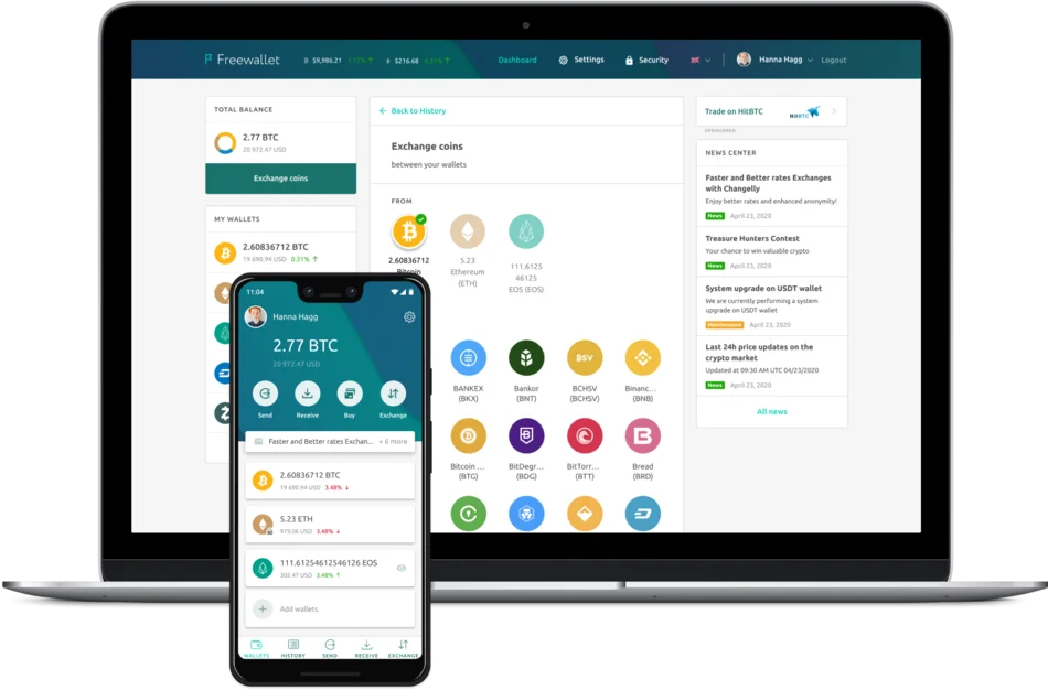 Bitcoin interface & Multi Coins wallet by Freewallet